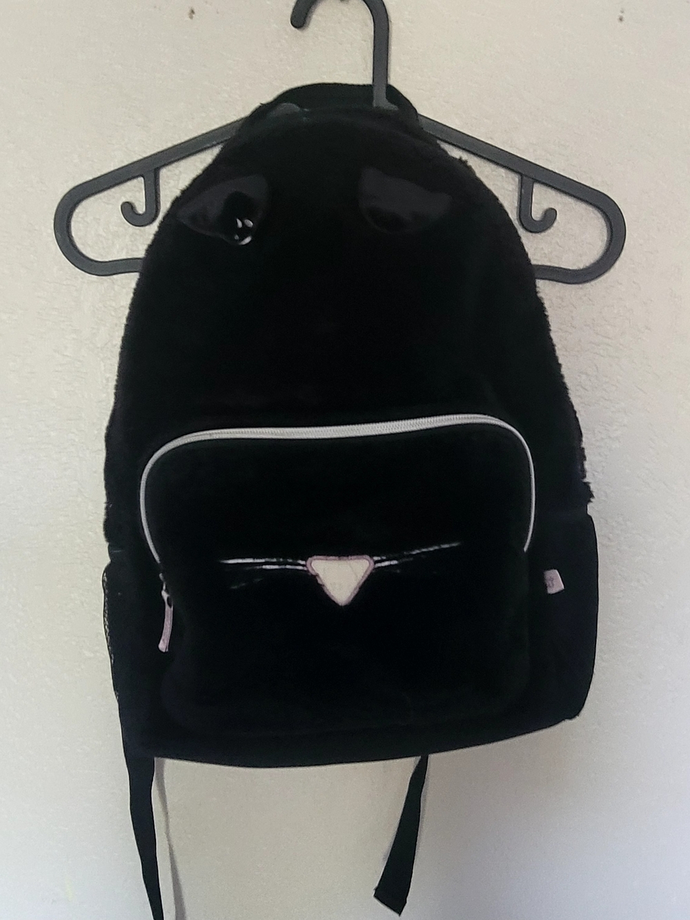 Black Fuzzy Heart Accent Backpack